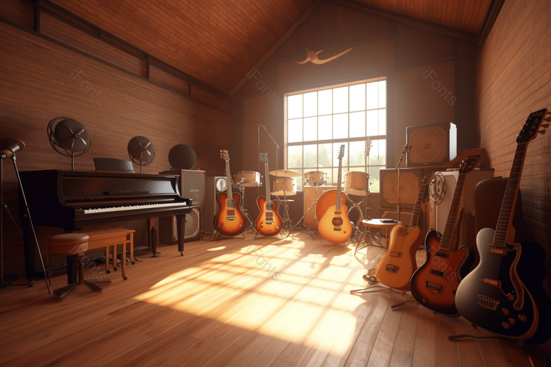 乐队钢琴鼓阳光音乐工作室场景室内图,高清,摄影图,摄影图片,图片大全,摄影图免费下载